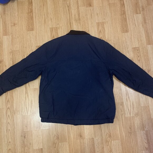 Vintage Eddie Bauer Bomber Jacket Mens Medium Blue Outdoor Zipup - Picture 8 of 11